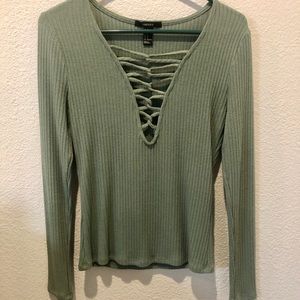 Green Forever 21 Long Sleeve Top